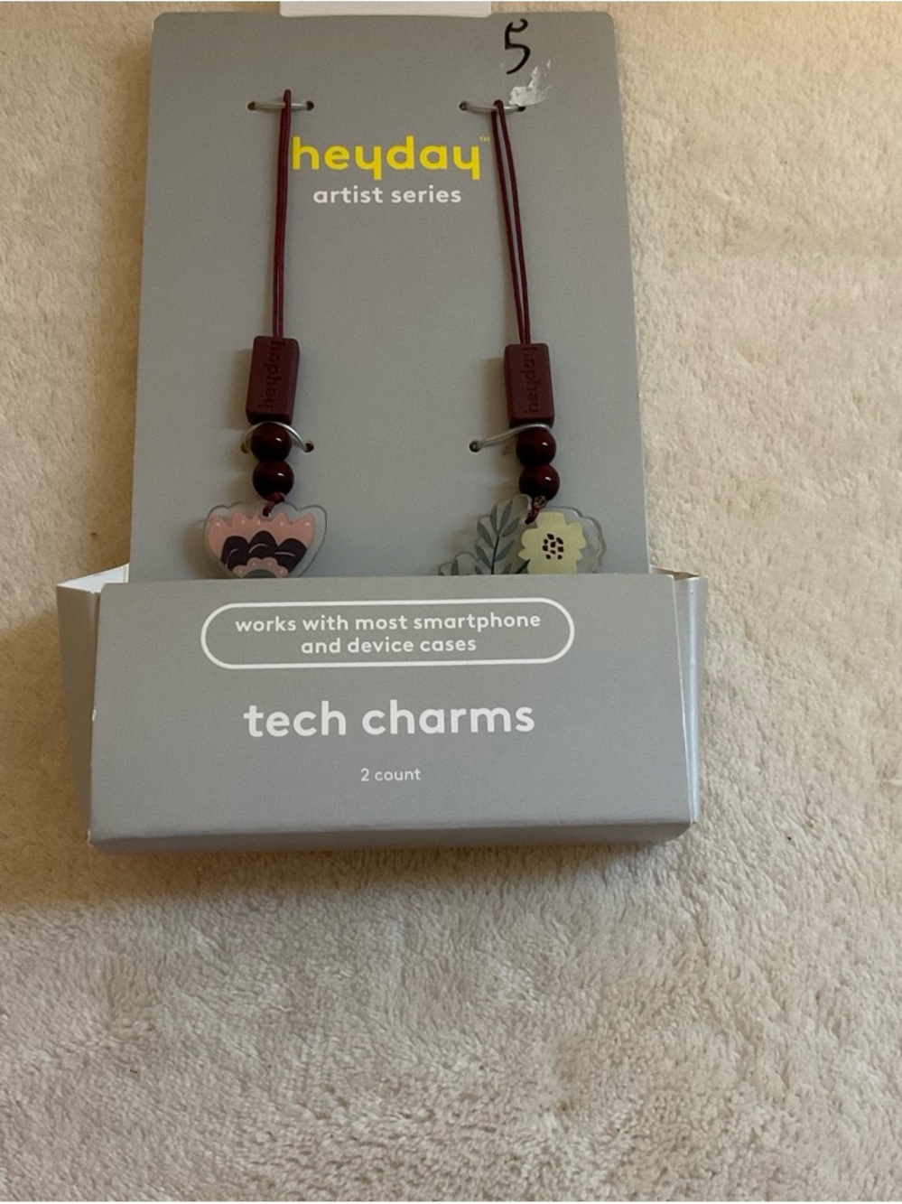 Target heyday Tech Charms - Burgundy Cord with Pink & Cream Floral Pendants